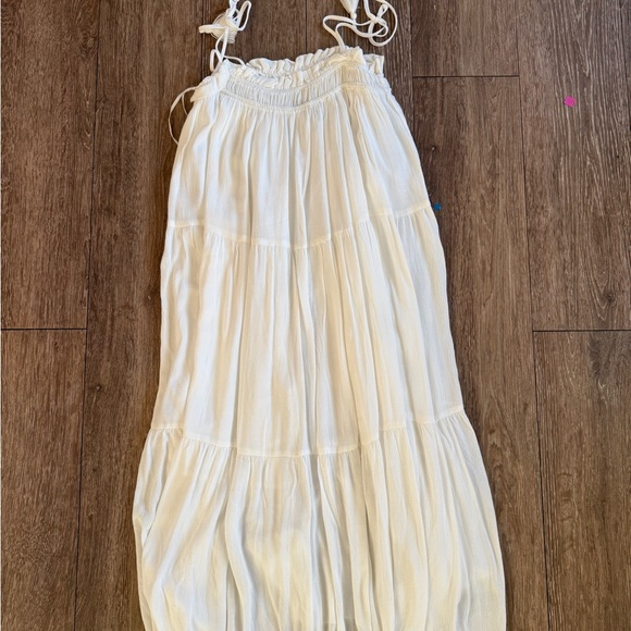 Dresses & Skirts - White Tiered Midi Dress with Smocked Bodice